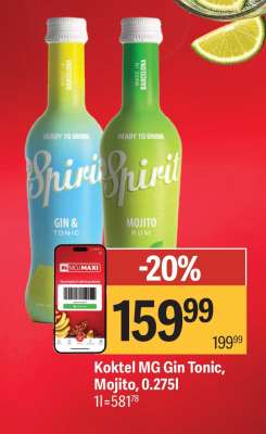 Koktel MG Gin Tonic, Mojito, 0.275l