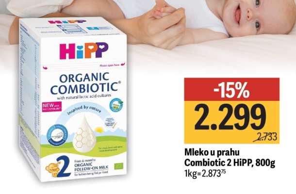 Mleko u prahu Combiotic 2 HiPP, 800g