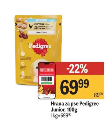 Hrana za pse Pedigree Junior, 100g