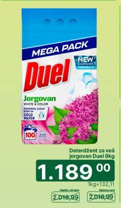 Deterdžent za veš jorgovan Duel 9kg
