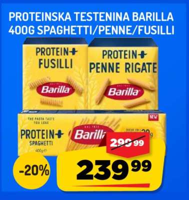 Proteinska testenina Barilla 400g Spaghetti/Penne/Fusilli