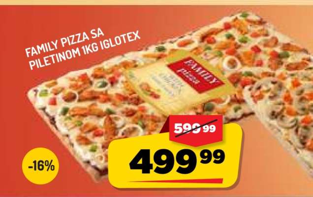 FAMILY PIZZA SA PILETINOM 1kg IGLOTEX