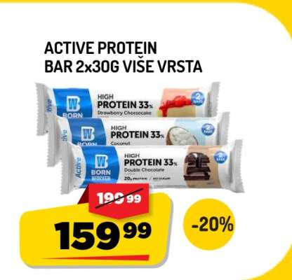 ACTIVE PROTEIN BAR 2X30G VIŠE VRSTA