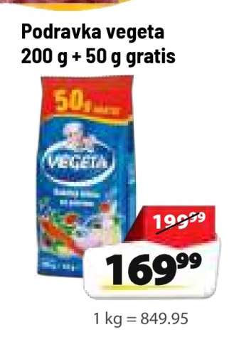 Podravka vegeta 200 g + 50 g gratis
