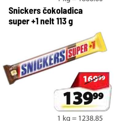 Snickers čokoladica super +1 nelt 113 g