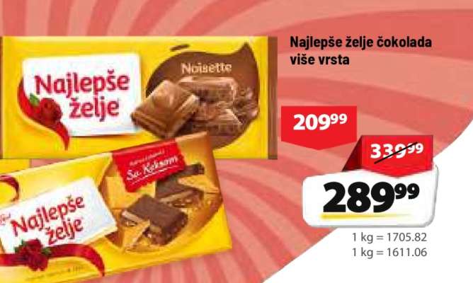 Najlepše želje čokolada više vrsta