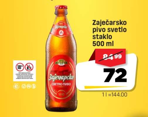 Zaječarsko pivo svetlo staklo 500 ml