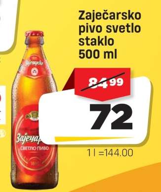 Zaječarsko pivo svetlo staklo 500 ml