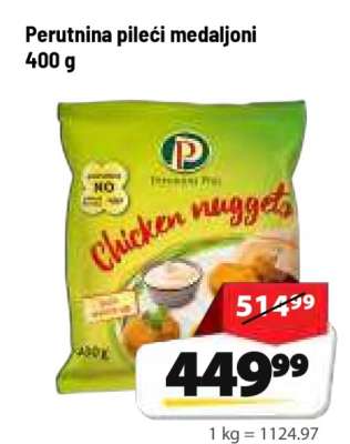Perutnina pileći medaljoni 400 g