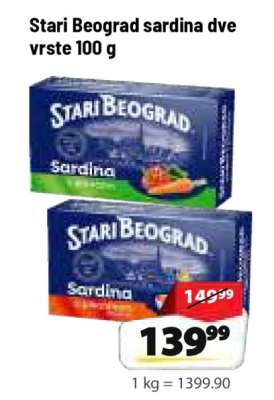 Stari Beograd sardina dve vrste 100 g