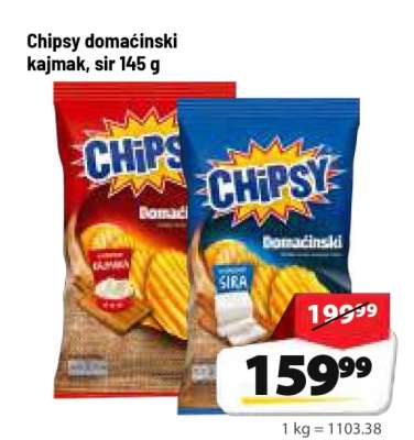 Chipsy domaćinski kajmak, sir 145 g