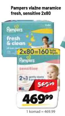 Pampers vlažne maramice fresh, sensitive 2x80