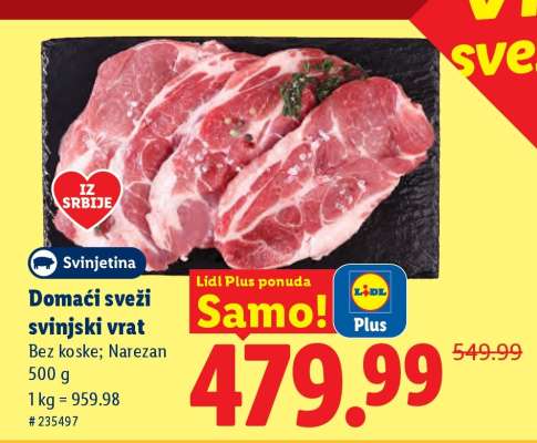 Domaći sveži svinjski vrat