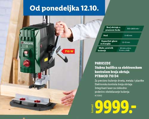 PARKSIDE Stubna bušilica sa elektronskom kontrolom broja obrtaja PTBMOD 710 D4
