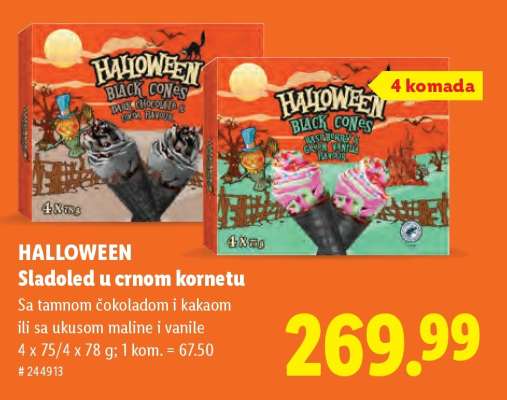 Halloween sladoled u crnom kornetu