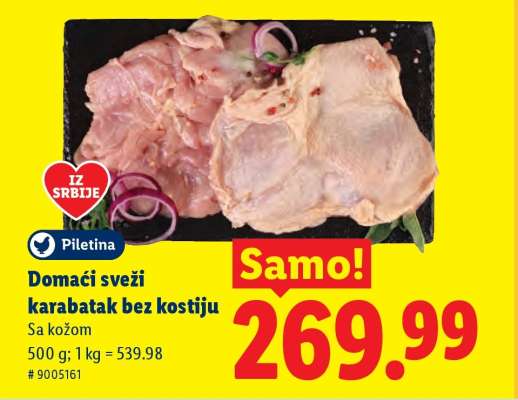 Domaći sveži karabatak bez kostiju