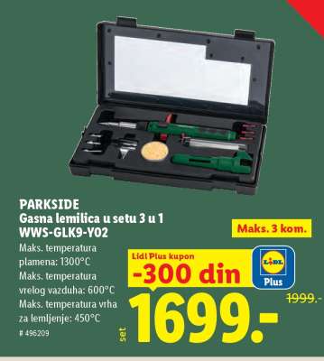 PARKSIDE Gasna lemilica u setu 3 u 1 WWS-GLK9-Y02