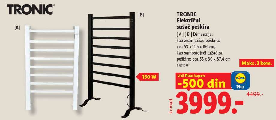 TRONIC Električni sušač peškira
