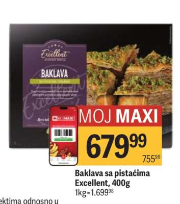 Baklava sa pistaćima Excellent, 400g