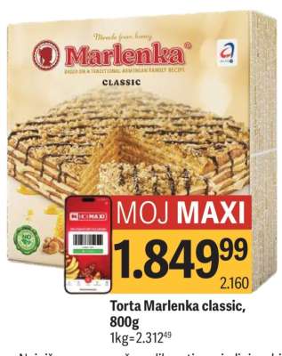 Torta Marlenka classic 800g