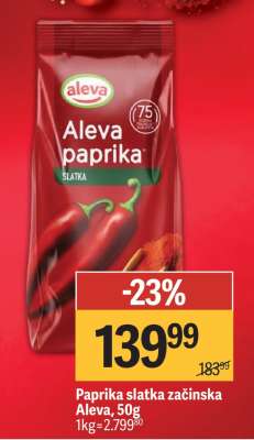 Paprika slatka začinska Aleva, 50g
