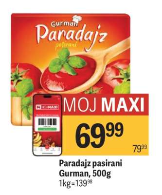 Paradajz pasirani Gurman 500g