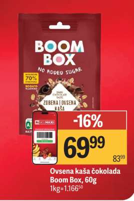 Ovsena kaša čokolada Boom Box, 60g