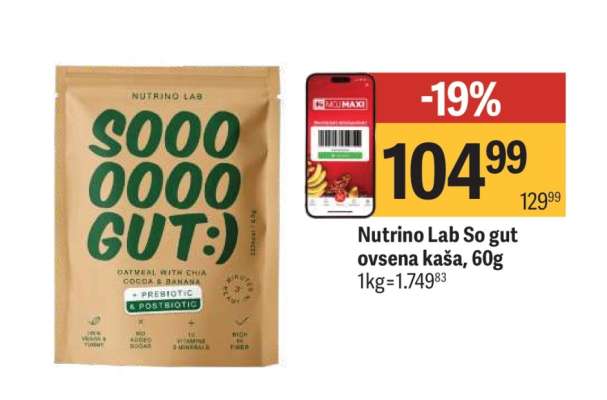 Nutrino Lab So gut ovsena kaša, 60g