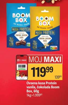 Ovsena kaša Protein vanila, čokolada Boom Box, 60g