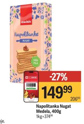 Napolitanka Nugat Medela 400g