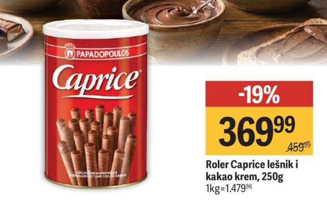 Roler Caprice lešnik i kakao krem, 250g