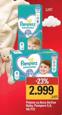 Pelene za decu Active Baby, Pampers 5,6, 96/112
