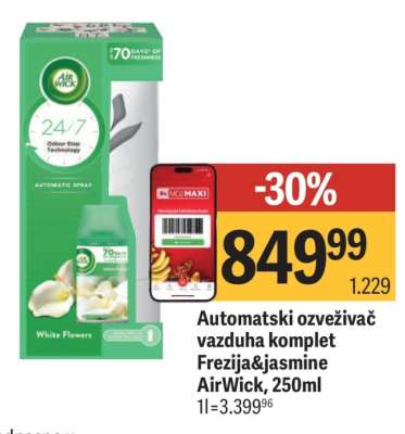 Automatski ozveživač vazduha komplet Frezija&jasmine AirWick, 250ml