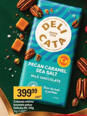 Čokolada mlečna karamela-pekan Delicata SH, 150g