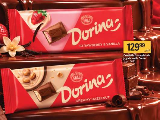 Čokolada Creamy lešnik, jagoda vanila Dorina