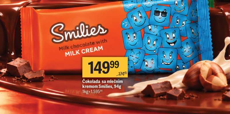 Čokolada sa mlečnim kremom Smilies, 94g