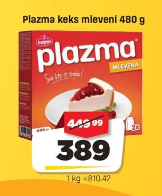 Plazma keks mleveni 480 g