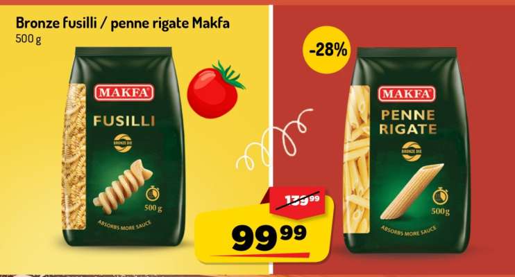 Bronze Fusilli / Penne Rigate Makfa
