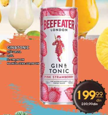 BEEFEATER LONDON GIN & TONIC PINK STRAWBERRY