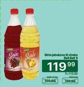 Sirće jabukovo ili vinsko Baš Baš 1l