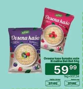 Ovsena kaša šumsko voće ili malina Baš Baš 64g