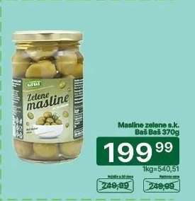Masline zelene s.k. Baš Baš 370g