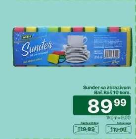 Sundjer sa abrazivom Baš Baš 10 kom.