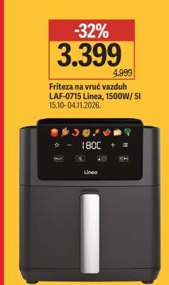 Friteza na vruć vazduh LAF-0715 Linea, 1500W/ 5l