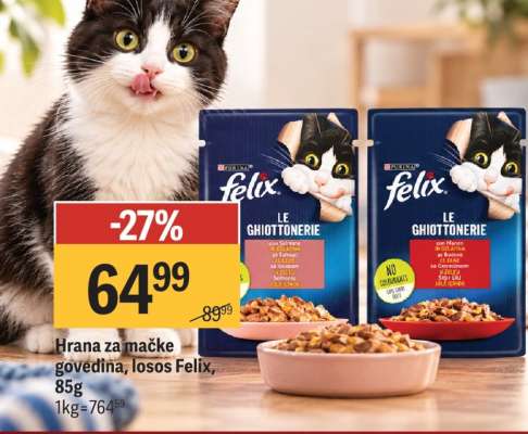 Hrana za mačke govedina, losos Felix
