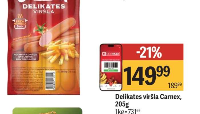 Delikates viršla Carnex, 205g