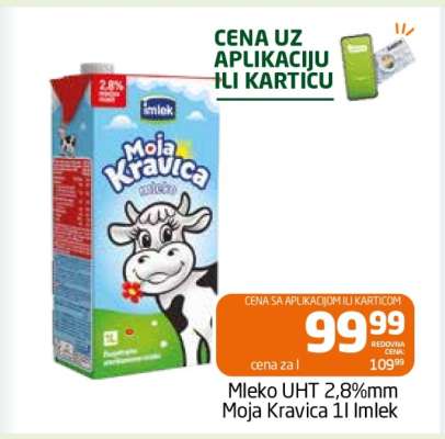 Mleko UHT 2,8%mm Moja Kravica 1l Imlek