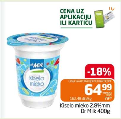 Kiselo mleko 2.8%mm Dr Milk 400g
