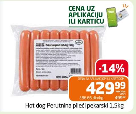 Hot dog Perutnina pileći pekarski 1,5kg