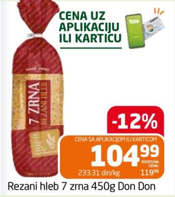 Rezani hleb 7 zrna 450g Don Don